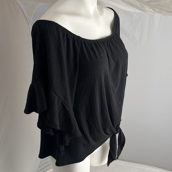 Alyssa Thomas black tie front blouse - Picture 2 of 10